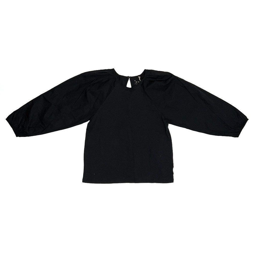 A New Day Size S Black Long Sleeve Cotton Top Stretch NEW